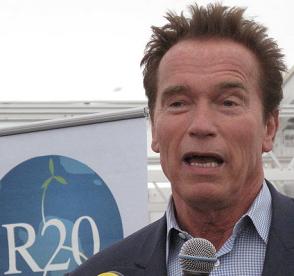 Schwarzenegger at the Geneva Motor Show 8 March 2012